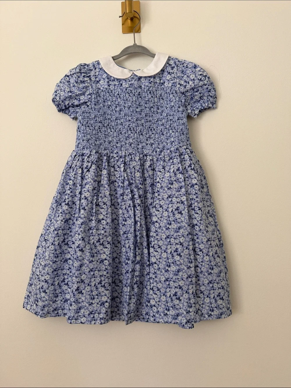 Janie and Jack Blue Floral Smocked Peter Pan Collar Dress